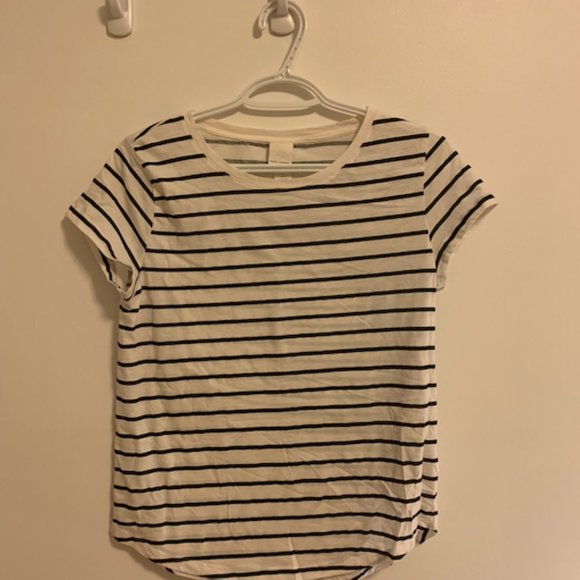 H&M White/Black Striped Basic T - Picture 3 of 3